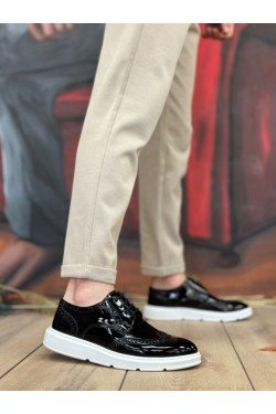 BA0003 Bağcıklı Klasik Siyah Beyaz Taban Rugan Yüksek Taban Casual Erkek Ayakkabı BA0003 Bağcıklı Klasik Siyah Beyaz Taban Rugan Yüksek Taban Casual Erkek Ayakkabı