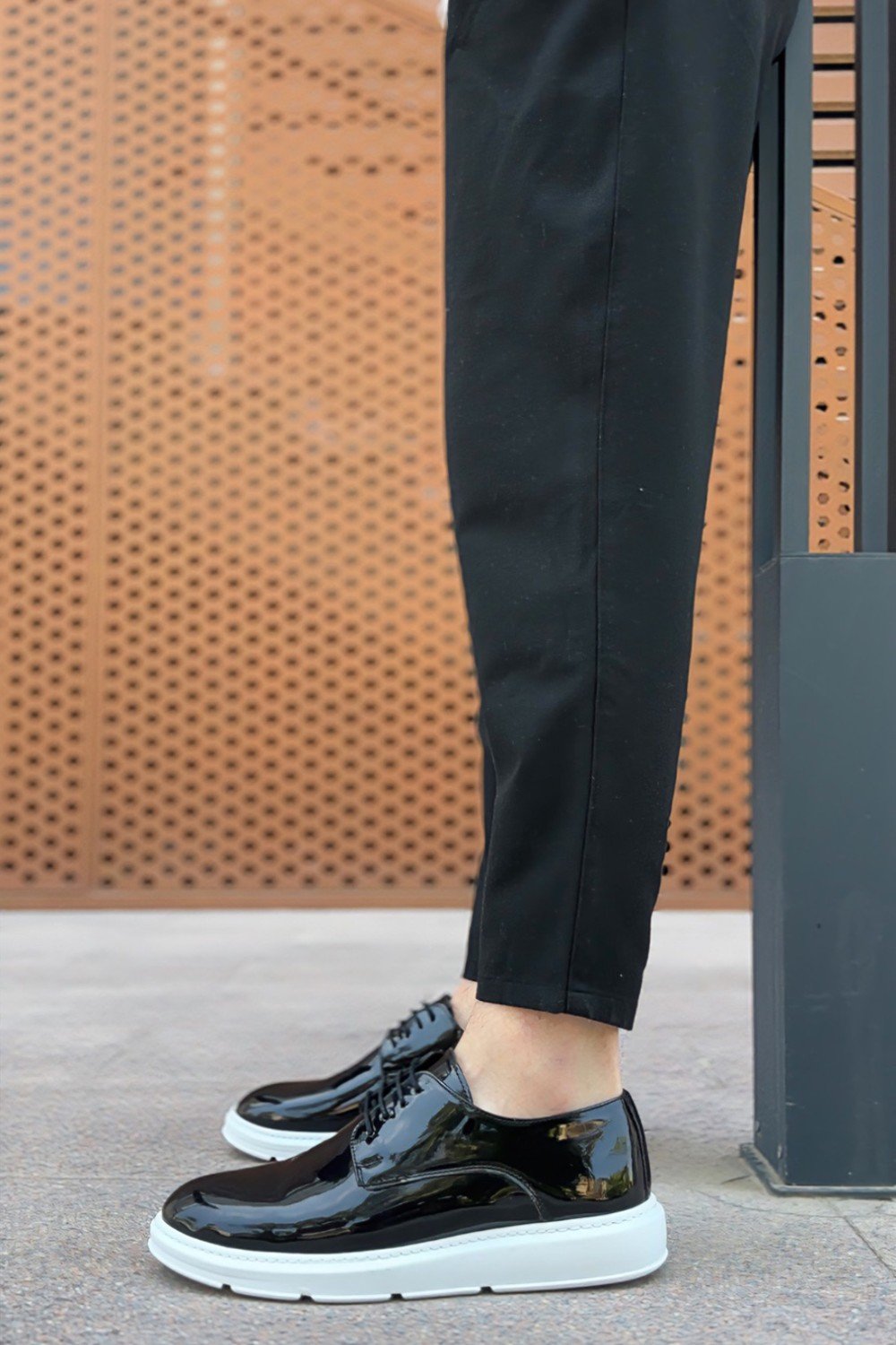 BA0003 Bağcıklı Klasik Siyah Rugan Yüksek Taban Casual Erkek Ayakkabı BA0003 Bağcıklı Klasik Siyah Rugan Yüksek Taban Casual Erkek Ayakkabı