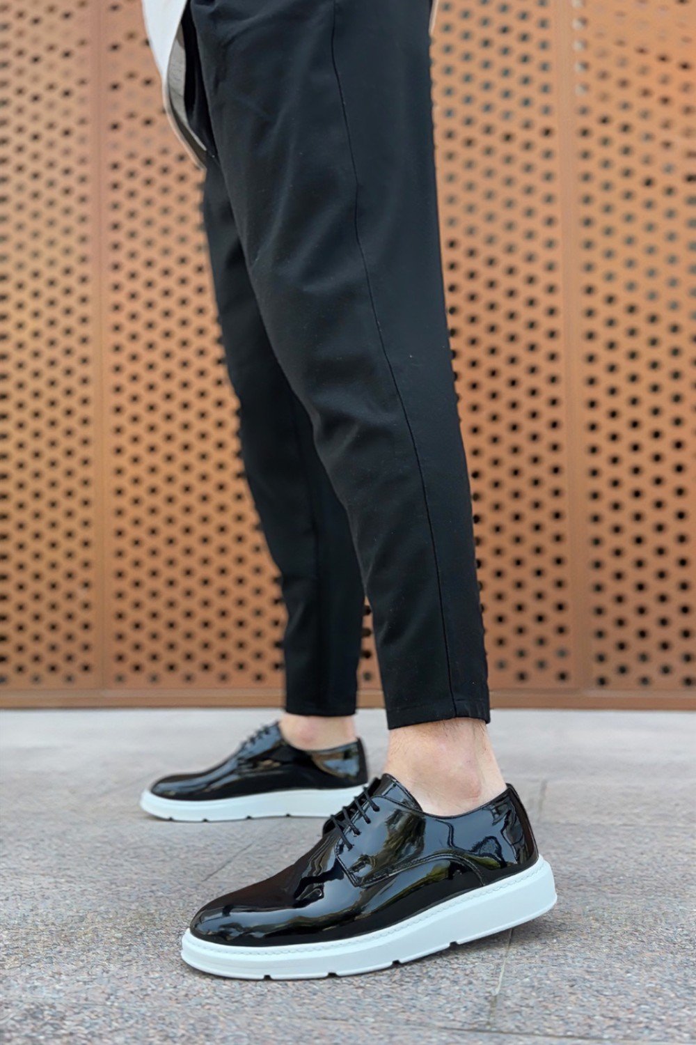 BA0003 Bağcıklı Klasik Siyah Rugan Yüksek Taban Casual Erkek Ayakkabı BA0003 Bağcıklı Klasik Siyah Rugan Yüksek Taban Casual Erkek Ayakkabı