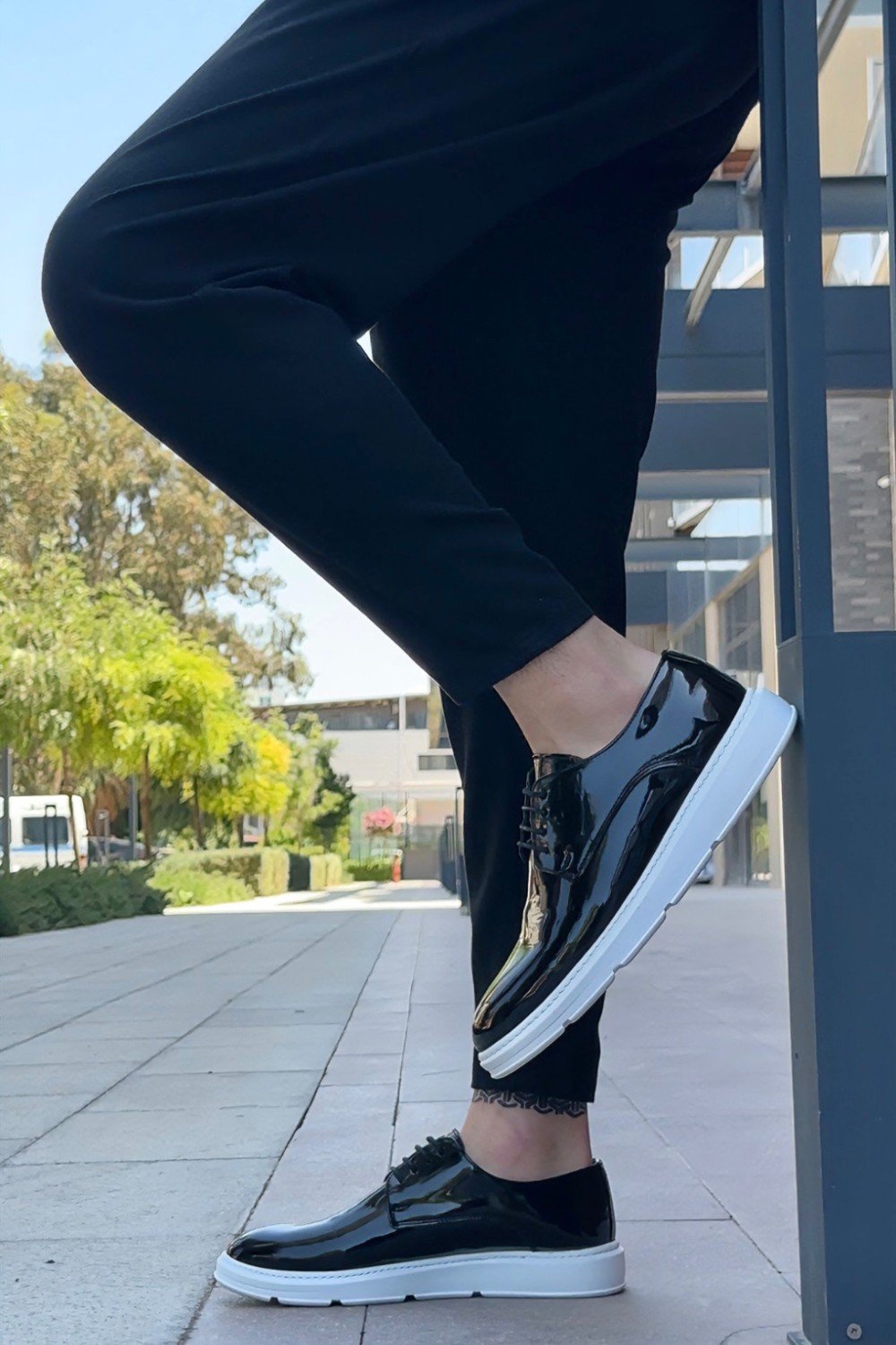 BA0003 Bağcıklı Klasik Siyah Rugan Yüksek Taban Casual Erkek Ayakkabı BA0003 Bağcıklı Klasik Siyah Rugan Yüksek Taban Casual Erkek Ayakkabı