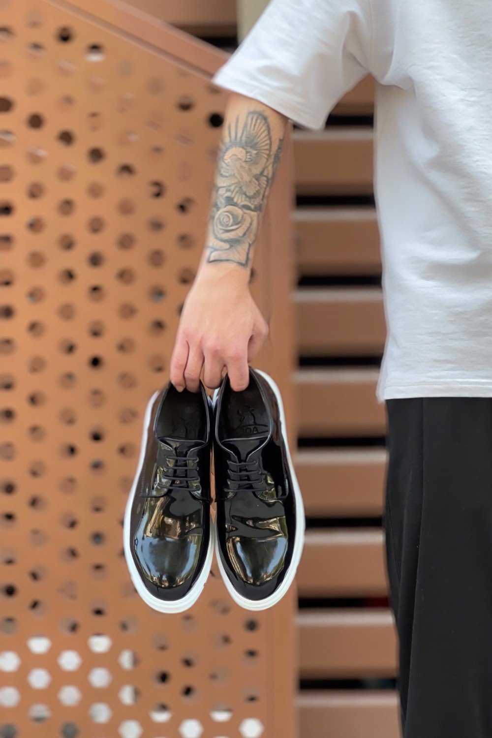 BA0003 Bağcıklı Klasik Siyah Rugan Yüksek Taban Casual Erkek Ayakkabı BA0003 Bağcıklı Klasik Siyah Rugan Yüksek Taban Casual Erkek Ayakkabı