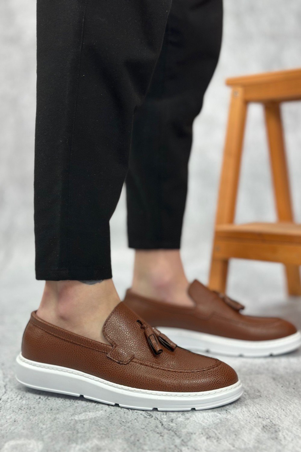 BA0005 Bağcıksız Yüksek Taban Klasik Püsküllü Taba Cilt Corcik Erkek Ayakkabı BA0005 Bağcıksız Yüksek Taban Klasik Püsküllü Taba Cilt Corcik Erkek Ayakkabı