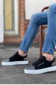 BA0104 Bağcıklı Siyah Ekose Süet Beyaz Taban Spor Klasik Erkek Ayakkabı