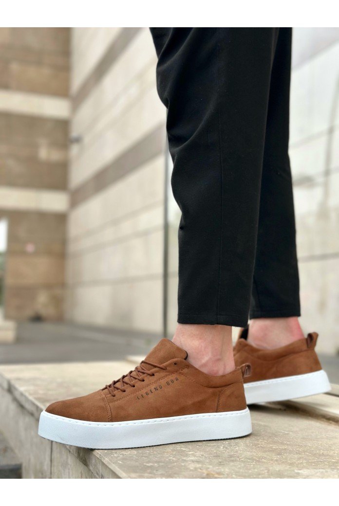 BA0104 Bağcıklı Taba Süet Beyaz Taban Spor Klasik Erkek Ayakkabı