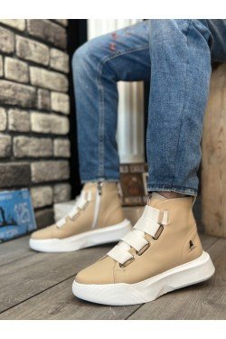 BA0142 Bantlı Erkek Yüksek Taban Krem Beyaz Spor Bot BA0142 Bantlı Erkek Yüksek Taban Krem Beyaz Spor Bot