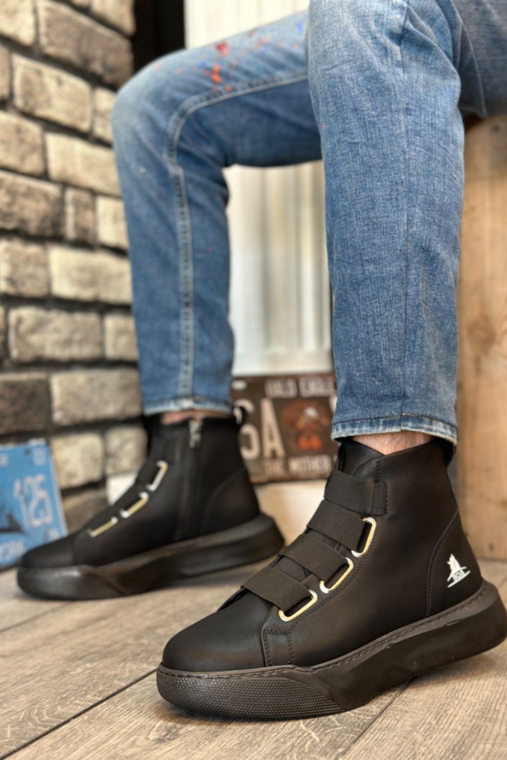 BA0142 Bantlı Erkek Yüksek Taban Siyah Tabanlı Spor Bot BA0142 Bantlı Erkek Yüksek Taban Siyah Tabanlı Spor Bot