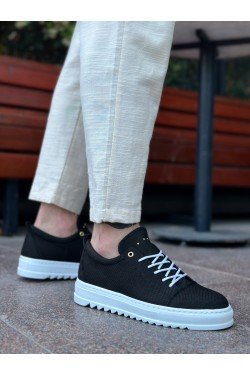 BA0152 Bağcıklı Yüksek Taban Siyah Keten Erkek Ayakkabı BA0152 Bağcıklı Yüksek Taban Siyah Keten Erkek Ayakkabı