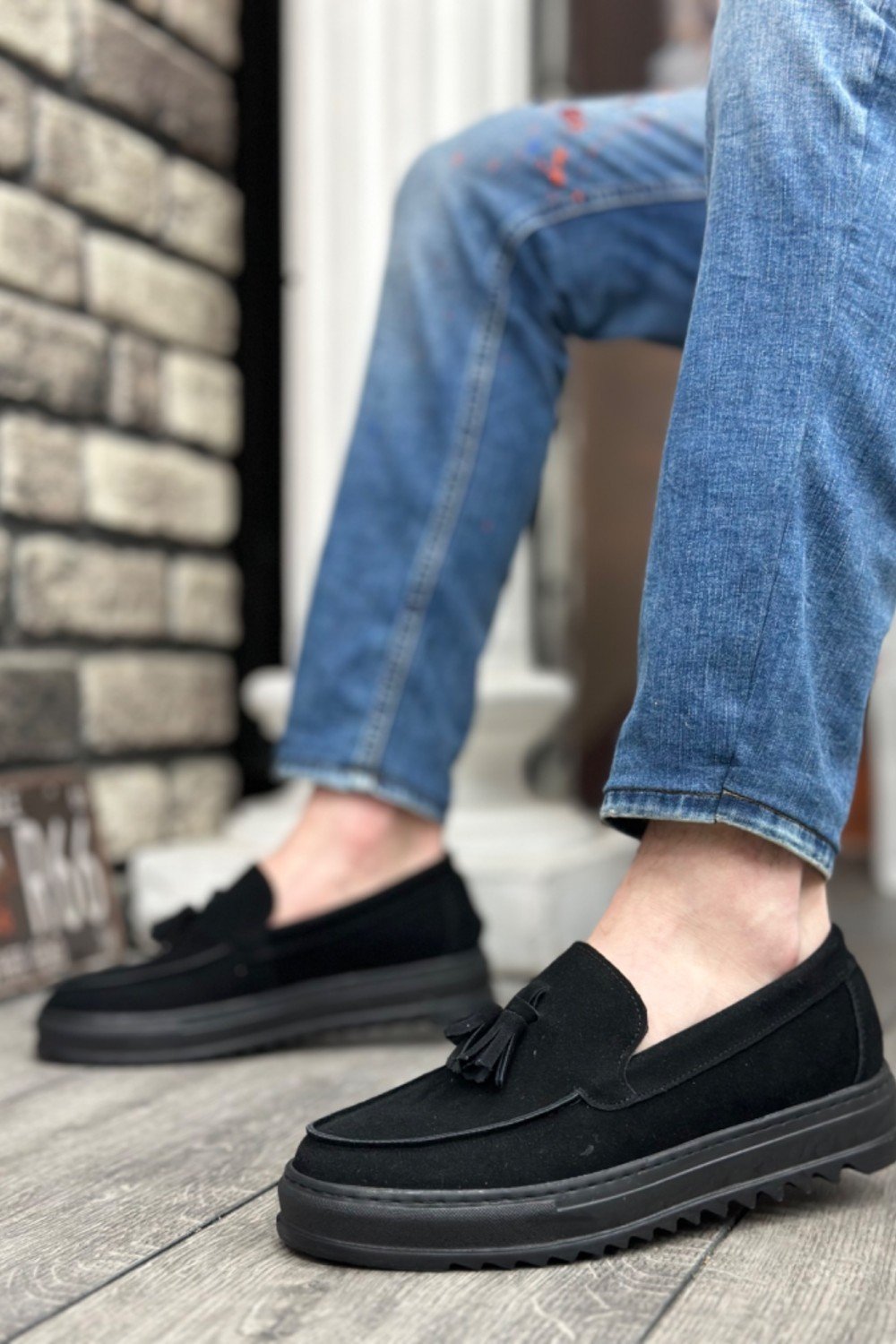 BA0154 Bağcıksız Yüksek Taban Süet Siyah Renk Siyah Taban Püsküllü Erkek Ayakkabı BA0154 Bağcıksız Yüksek Taban Süet Siyah Renk Siyah Taban Püsküllü Erkek Ayakkabı