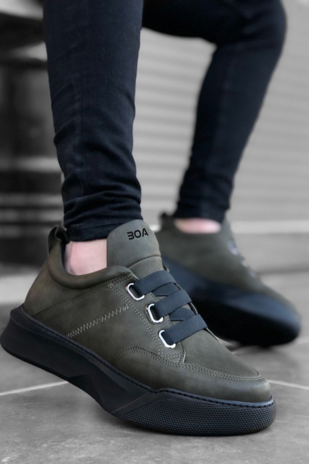 BA0160 Bantlı Erkek Yüksek Taban Haki Spor Ayakkabı BA0160 Bantlı Erkek Yüksek Taban Haki Spor Ayakkabı