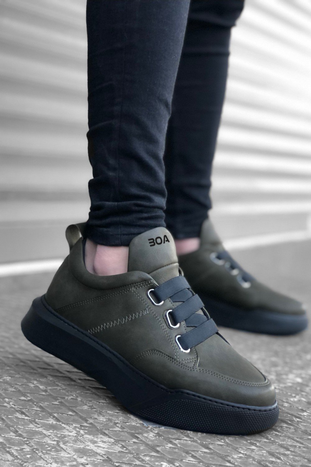 BA0160 Bantlı Erkek Yüksek Taban Haki Spor Ayakkabı BA0160 Bantlı Erkek Yüksek Taban Haki Spor Ayakkabı