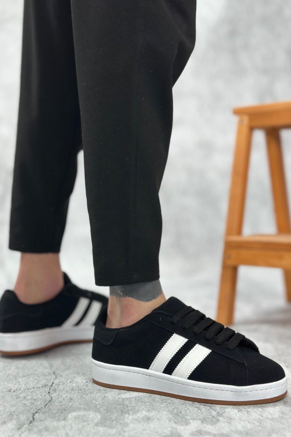 BA0235 BOA İki Çizgili Siyah Süet Erkek Günlük Ayakkabı BA0235 BOA İki Çizgili Siyah Süet Erkek Günlük Ayakkabı