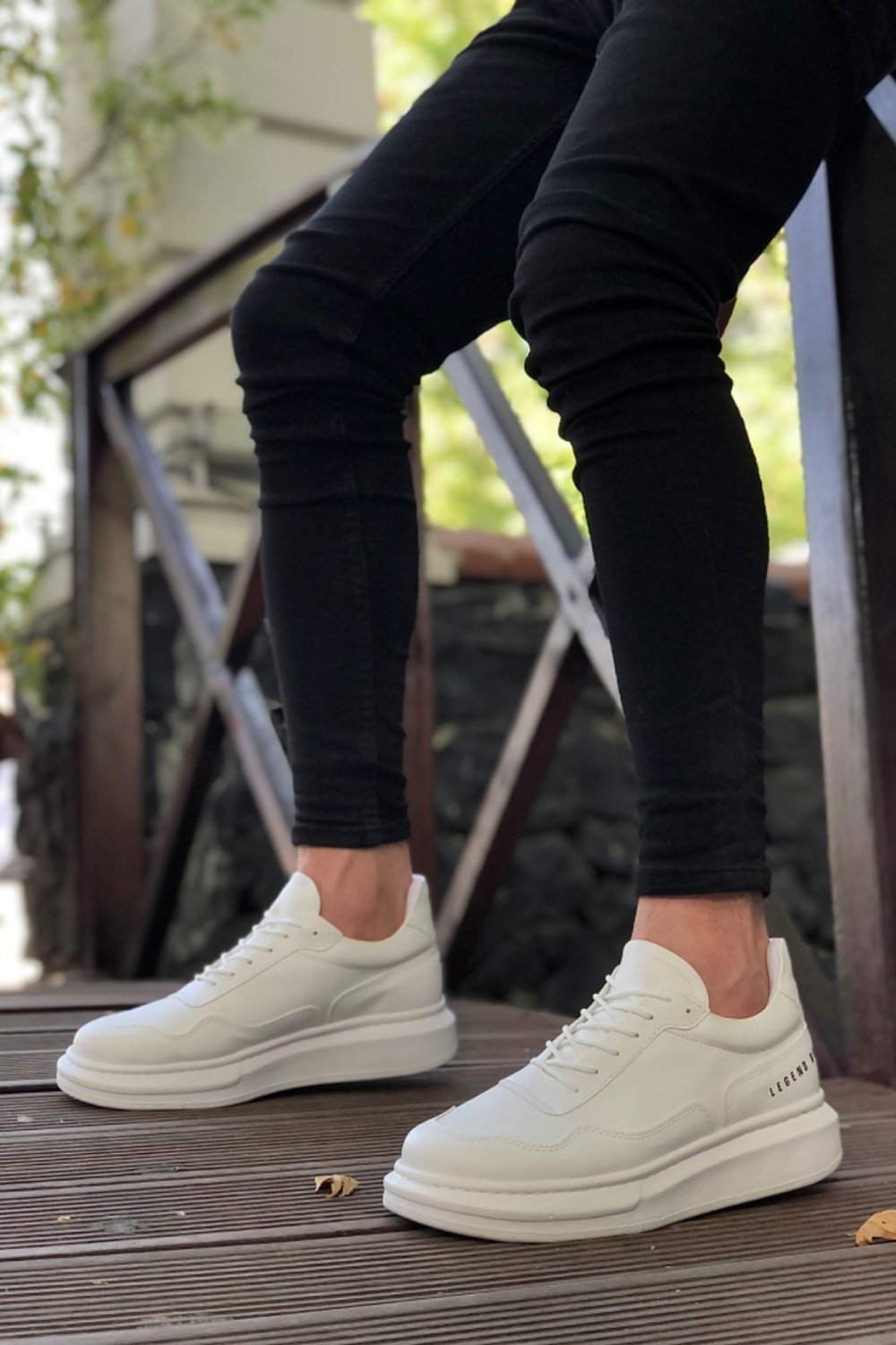 BA0238 BOA Yüksek Taban Beyaz Bağcıklı Erkek Ayakkabı