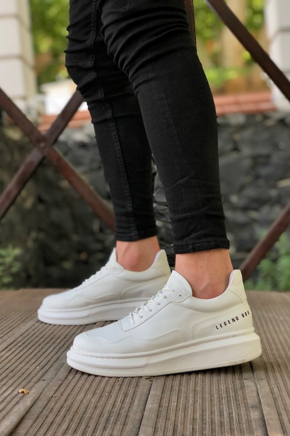 BA0238 BOA Yüksek Taban Beyaz Bağcıklı Erkek Ayakkabı