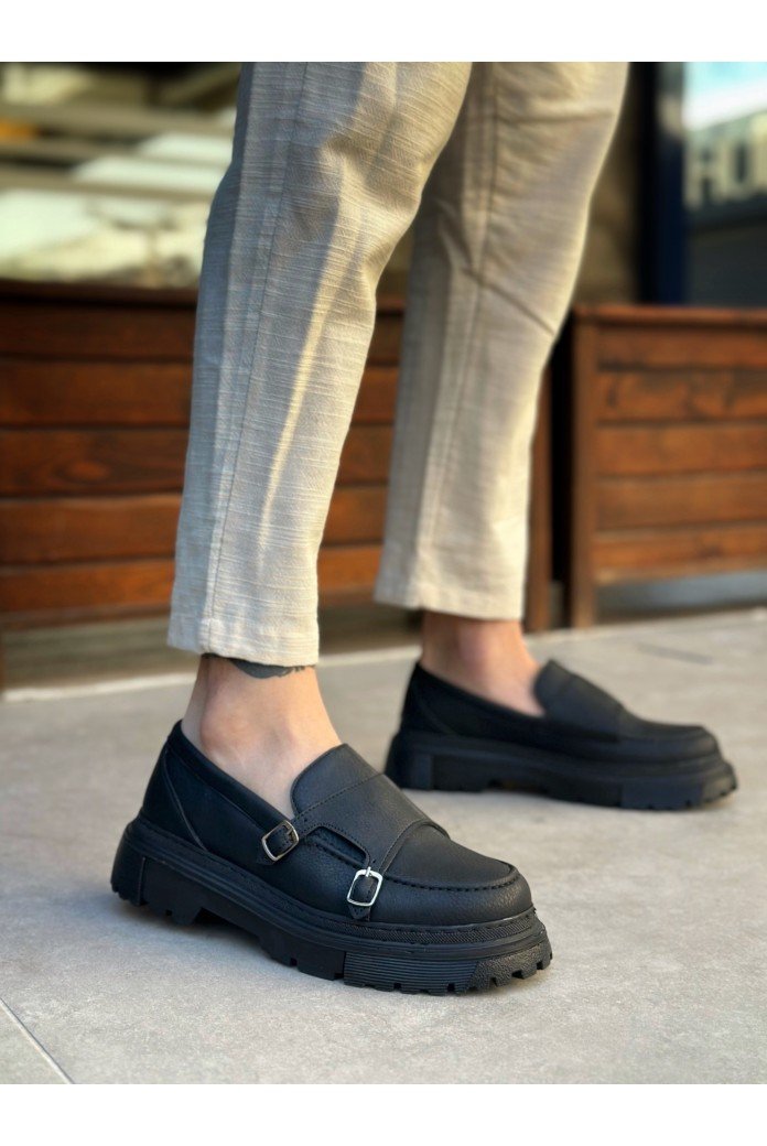 BA0242 Tokalı Klasik Yüksek Siyah Taban Erkek Ayakkabı