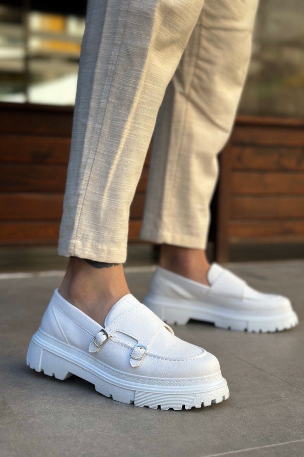 BA0242 Tokalı Klasik Yüksek Taban Beyaz Erkek Ayakkabı BA0242 Tokalı Klasik Yüksek Taban Beyaz Erkek Ayakkabı