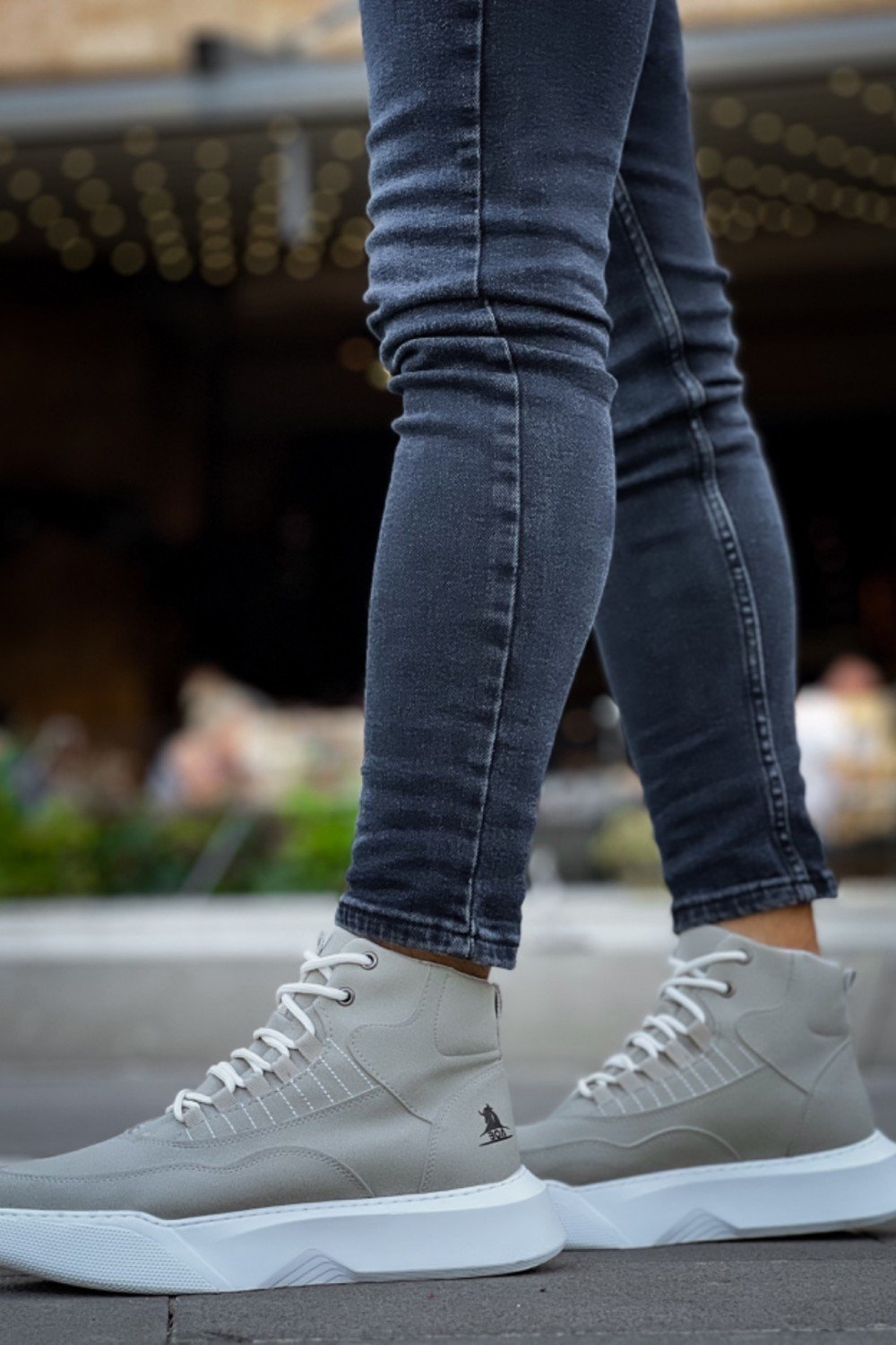 BA0318 Bağcıklı Erkek Yüksek Taban Gri Taban Spor Bot