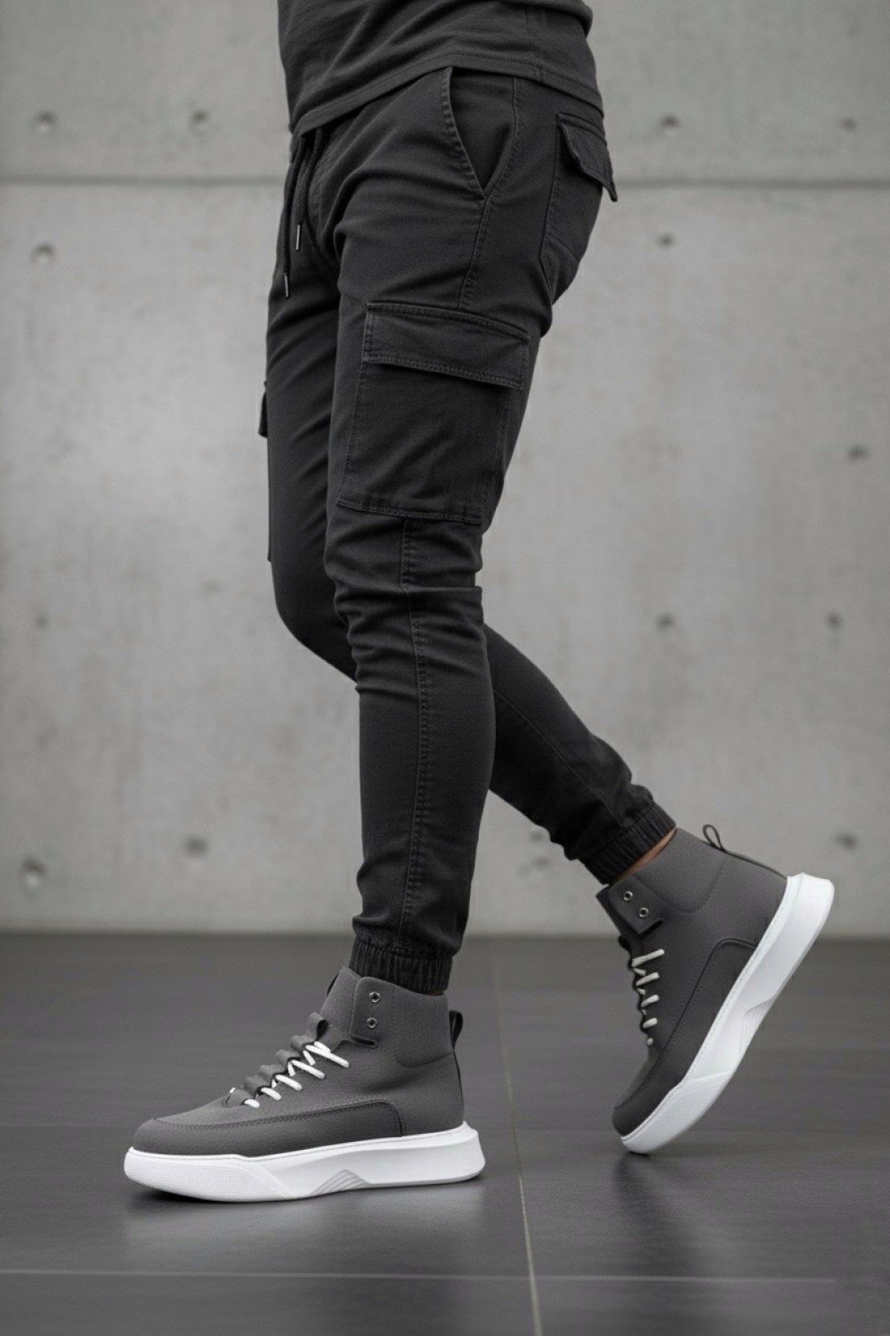 BA0321 Gizli Bağcıklı Erkek Füme Beyaz Taban Spor Bot