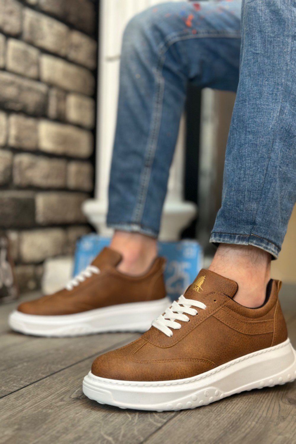 BA0327 BOA Taba Beyaz Kalın Yüksek Taban Bağcıklı Spor Erkek Ayakkabı BA0327 BOA Taba Beyaz Kalın Yüksek Taban Bağcıklı Spor Erkek Ayakkabı