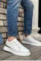 BA0329 3 Bant Beyaz Gümüş Detaylı Kalın Taban Casual Erkek Ayakkabı BA0329 3 Bant Beyaz Gümüş Detaylı Kalın Taban Casual Erkek Ayakkabı