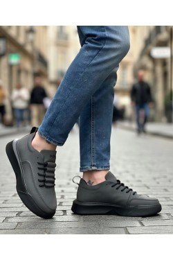 BA0332 Merdiven Desen Bağcıklı Erkek Yüksek Taban Füme Cilt Spor Ayakkabı BA0332 Merdiven Desen Bağcıklı Erkek Yüksek Taban Füme Cilt Spor Ayakkabı