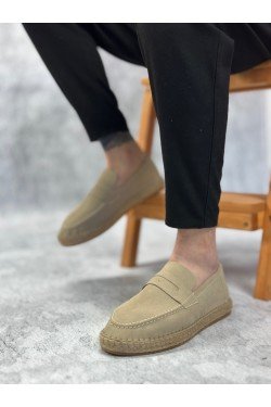 BA0359 BOA Doğal Deri Tozu Bağcıksız Kauçuk El Yapımı Espadril Taban Krem Renk Erkek Ayakkabı BA0359 BOA Doğal Deri Tozu Bağcıksız Kauçuk El Yapımı Espadril Taban Krem Renk Erkek Ayakkabı