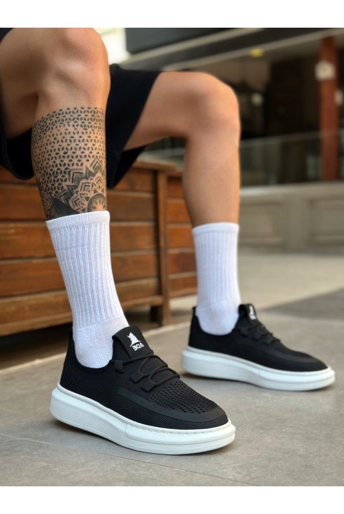BA0375 Özel Örme Triko Tarz Siyah Renk Spor Ayakkabı