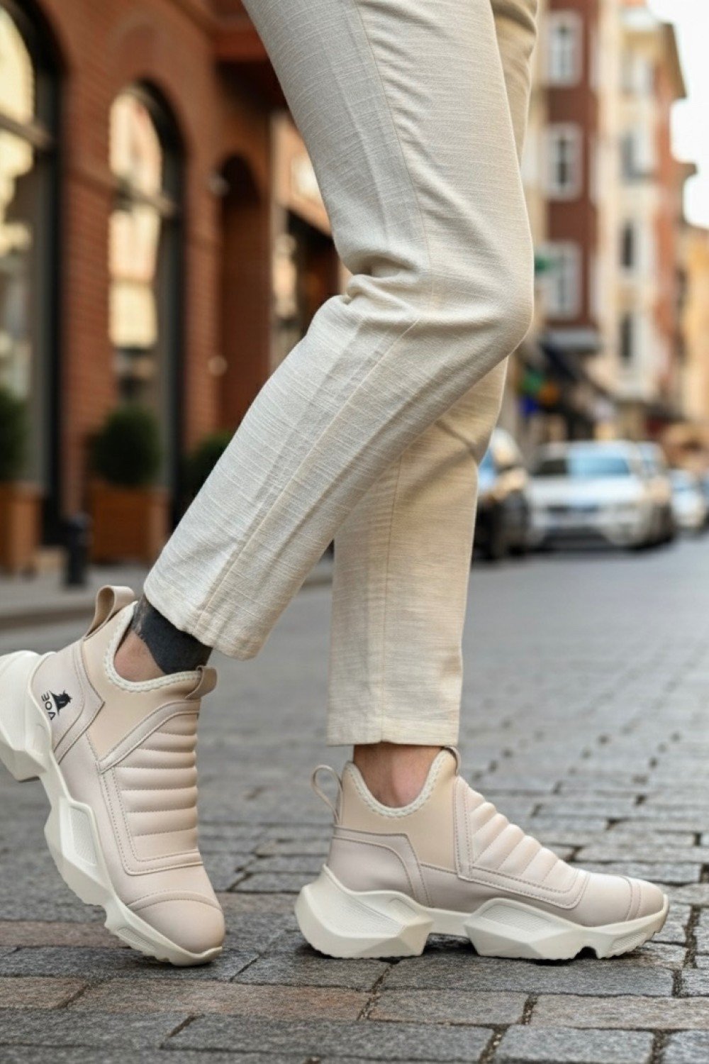 BA0401 Bağcıksız Rahat Yüksek Taban Krem Erkek Spor Yarım Bilek Bot BA0401 Bağcıksız Rahat Yüksek Taban Krem Erkek Spor Yarım Bilek Bot