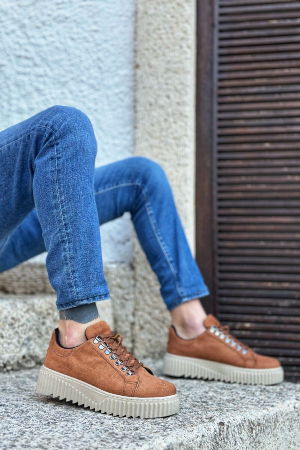 BA0505 Çengel Bağcıklı Taba Renk Yüksek Tabanlı Günlük Ayakkabı BA0505 Çengel Bağcıklı Taba Renk Yüksek Tabanlı Günlük Ayakkabı