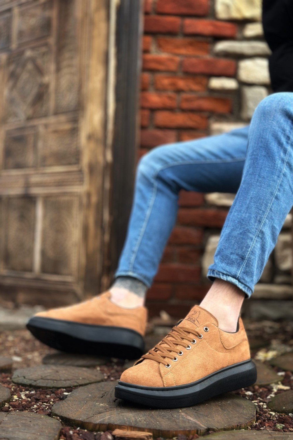 BA0547 BOA Kalın Yüksek Taban Taba Siyah Süet Bağcıklı Spor Erkek Ayakkabı BA0547 BOA Kalın Yüksek Taban Taba Siyah Süet Bağcıklı Spor Erkek Ayakkabı