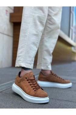 BA0547 BOA Kalın Yüksek Taban Taba Süet Bağcıklı Spor Erkek Ayakkabı