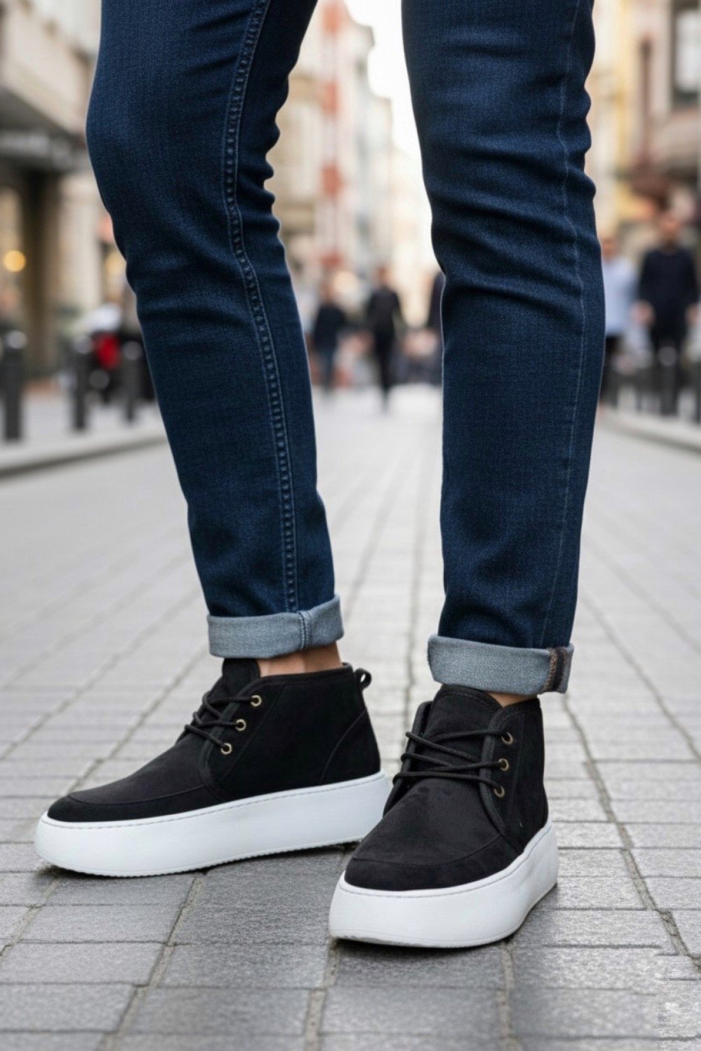 BA0550 İçi Kürklü Bağcıklı Siyah Erkek Tarz Spor Bot