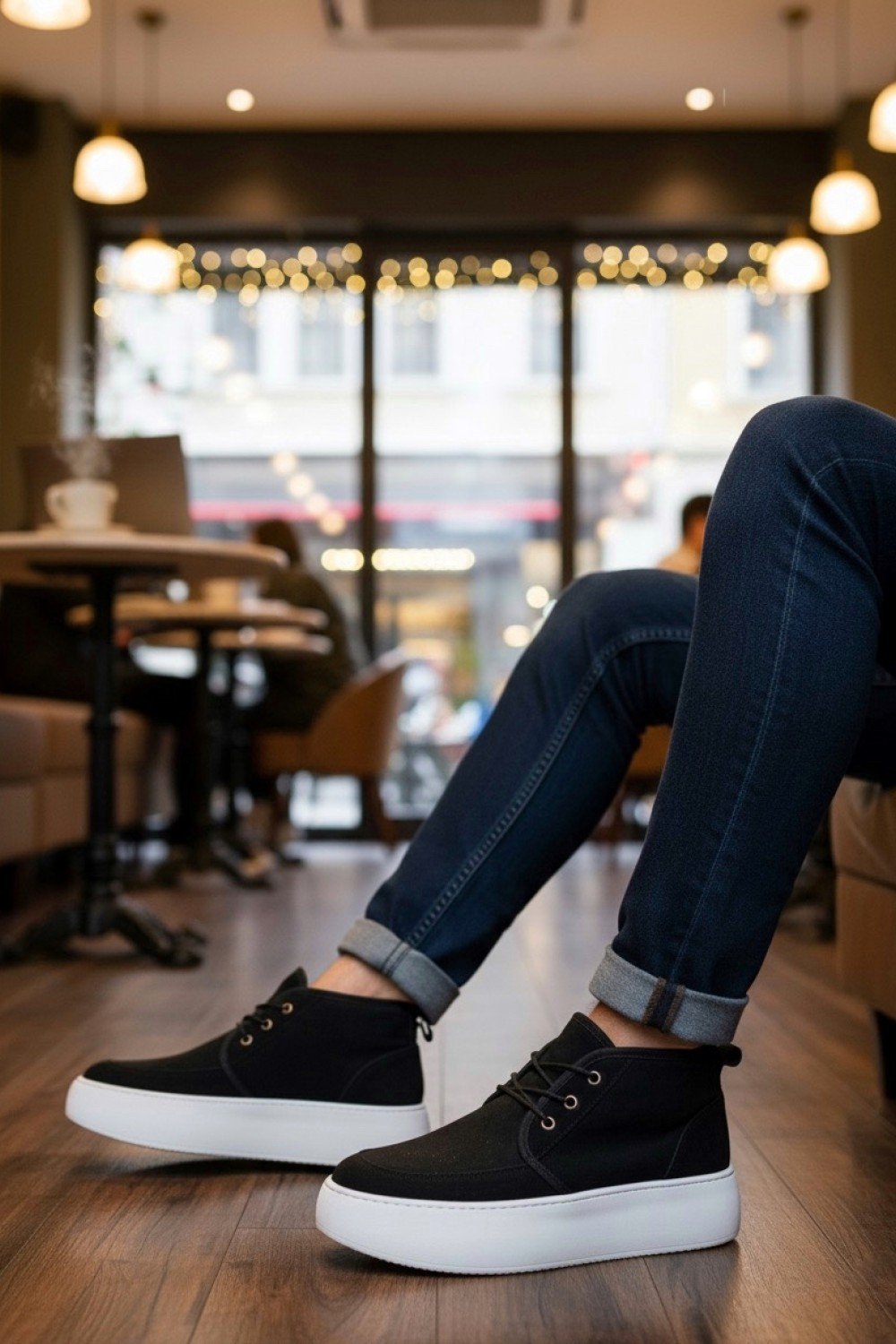 BA0550 İçi Kürklü Bağcıklı Siyah Erkek Tarz Spor Bot