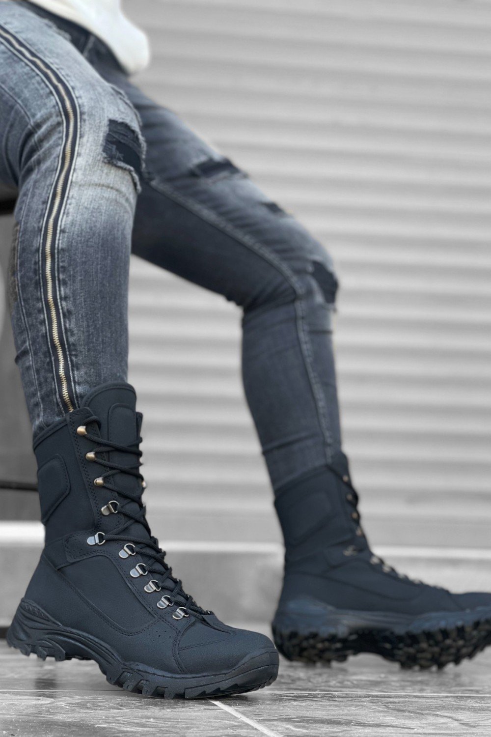 BA0605 Bağcıklı Siyah Nubuk Askeri Postal Bot BA0605 Bağcıklı Siyah Nubuk Askeri Postal Bot