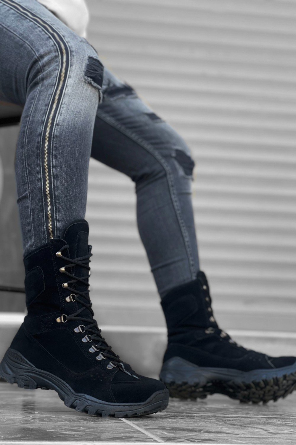 BA0605 Bağcıklı Siyah Süet Askeri Postal Bot BA0605 Bağcıklı Siyah Süet Askeri Postal Bot