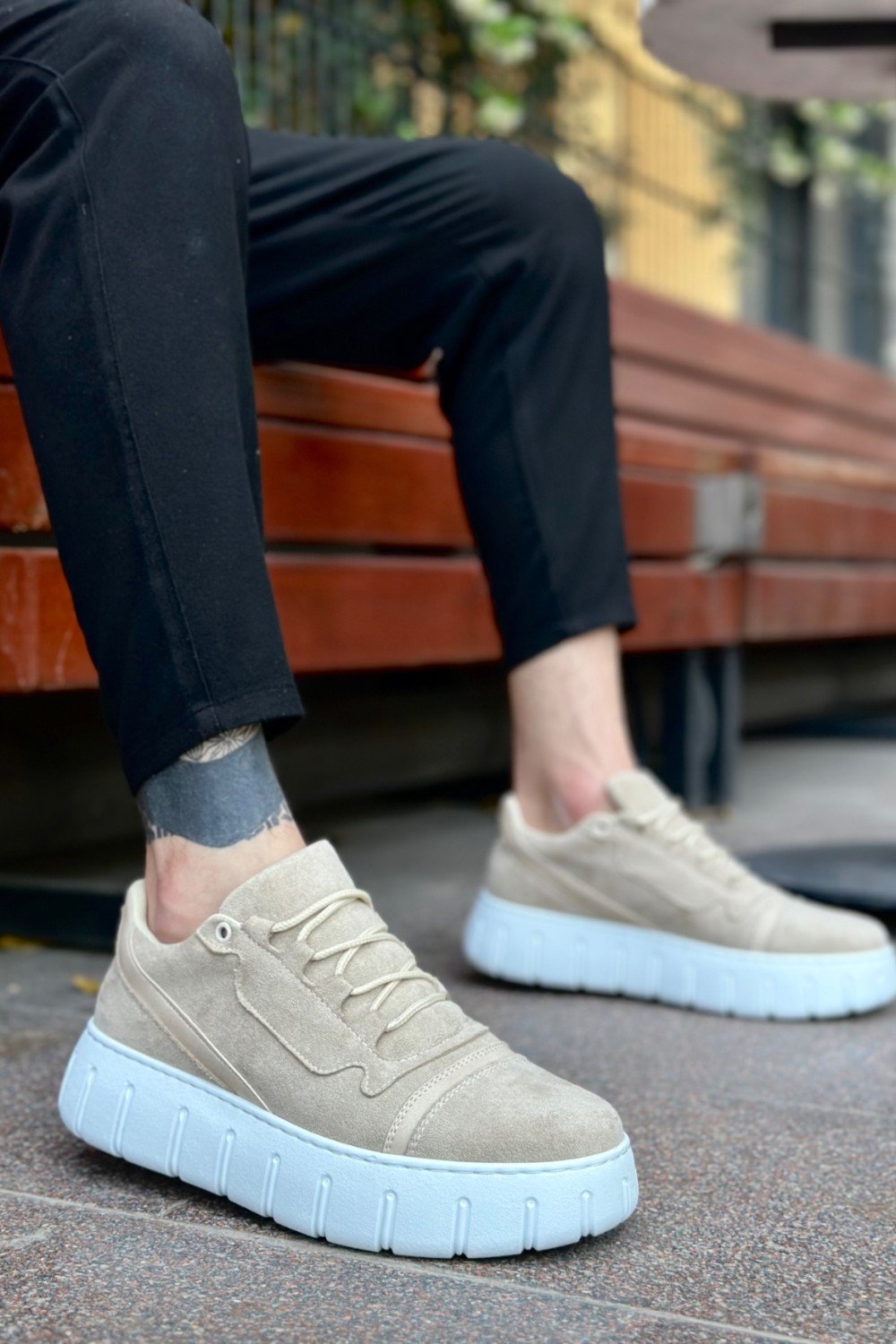 BA0666 BOA Krem Yüksek Taban Erkek Günlük Ayakkabı