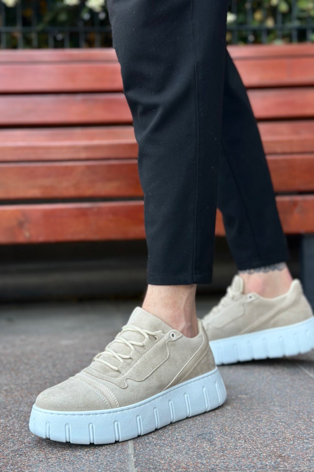 BA0666 BOA Krem Yüksek Taban Erkek Günlük Ayakkabı