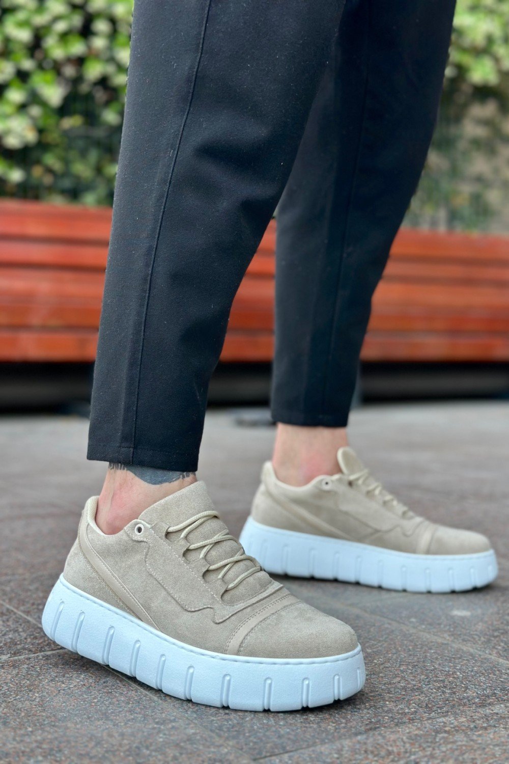 BA0666 BOA Krem Yüksek Taban Erkek Günlük Ayakkabı