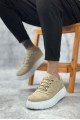 BA0666 BOA Krem Yüksek Taban Erkek Günlük Ayakkabı