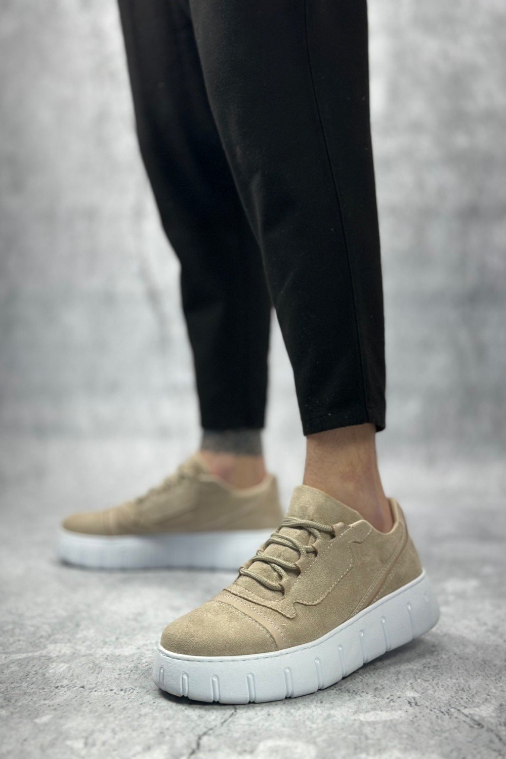 BA0666 BOA Krem Yüksek Taban Erkek Günlük Ayakkabı