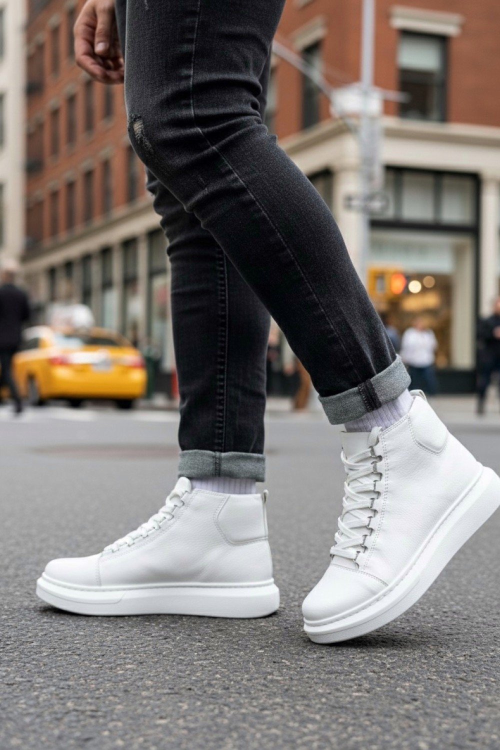 BA0713 Bağcıklı Beyaz Yüksek Taban Erkek Tarz Spor Bot BA0713 Bağcıklı Beyaz Yüksek Taban Erkek Tarz Spor Bot