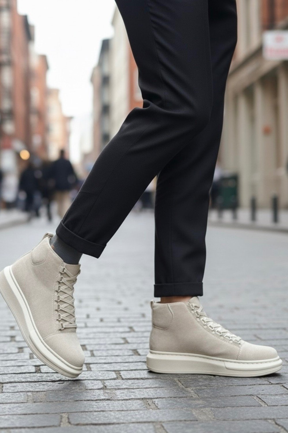 BA0713 Bağcıklı Süet Bej Yüksek Taban Erkek Tarz Spor Bot BA0713 Bağcıklı Süet Bej Yüksek Taban Erkek Tarz Spor Bot