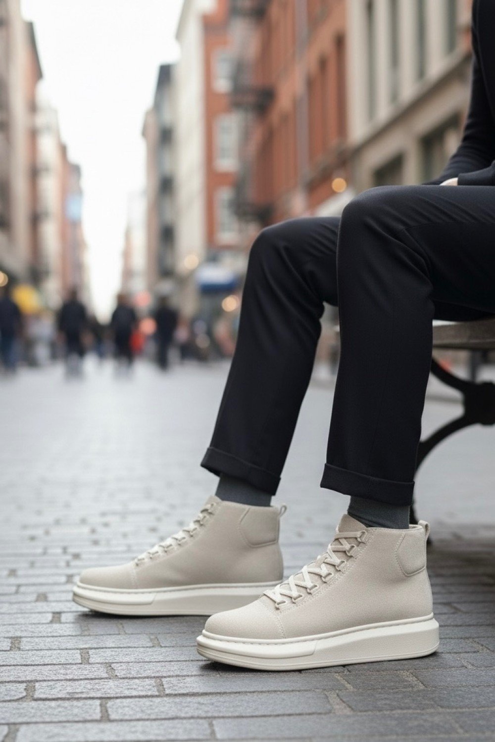 BA0713 Bağcıklı Süet Bej Yüksek Taban Erkek Tarz Spor Bot BA0713 Bağcıklı Süet Bej Yüksek Taban Erkek Tarz Spor Bot