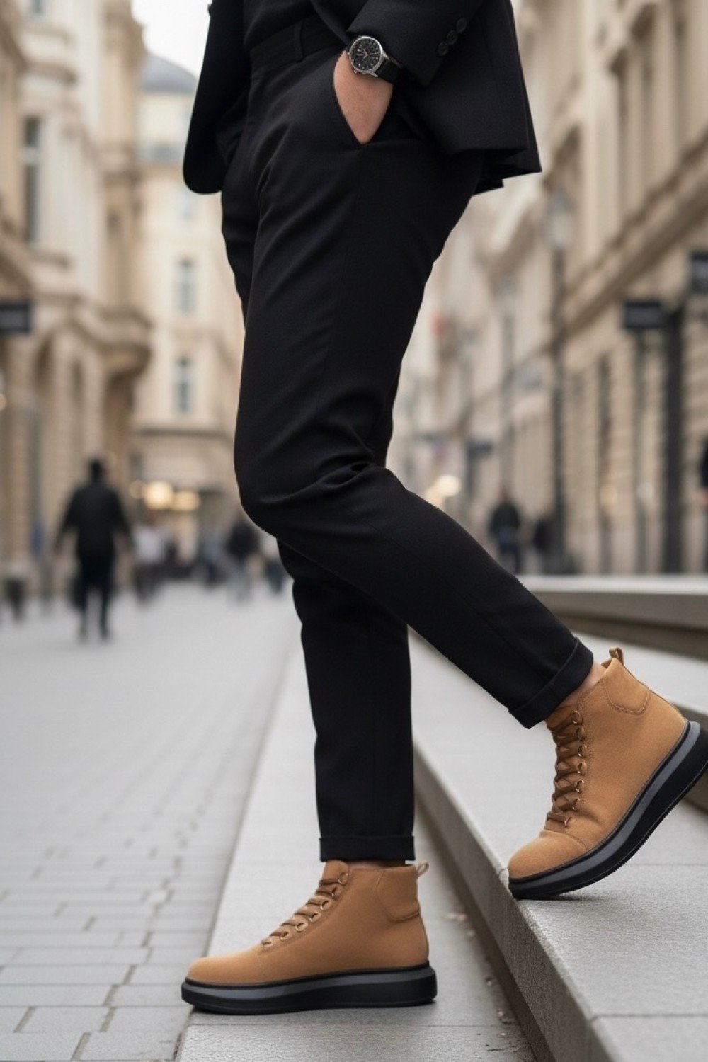 BA0713 Bağcıklı Yüksek Taba Süet Siyah Taban Erkek Tarz Spor Bot BA0713 Bağcıklı Yüksek Taba Süet Siyah Taban Erkek Tarz Spor Bot