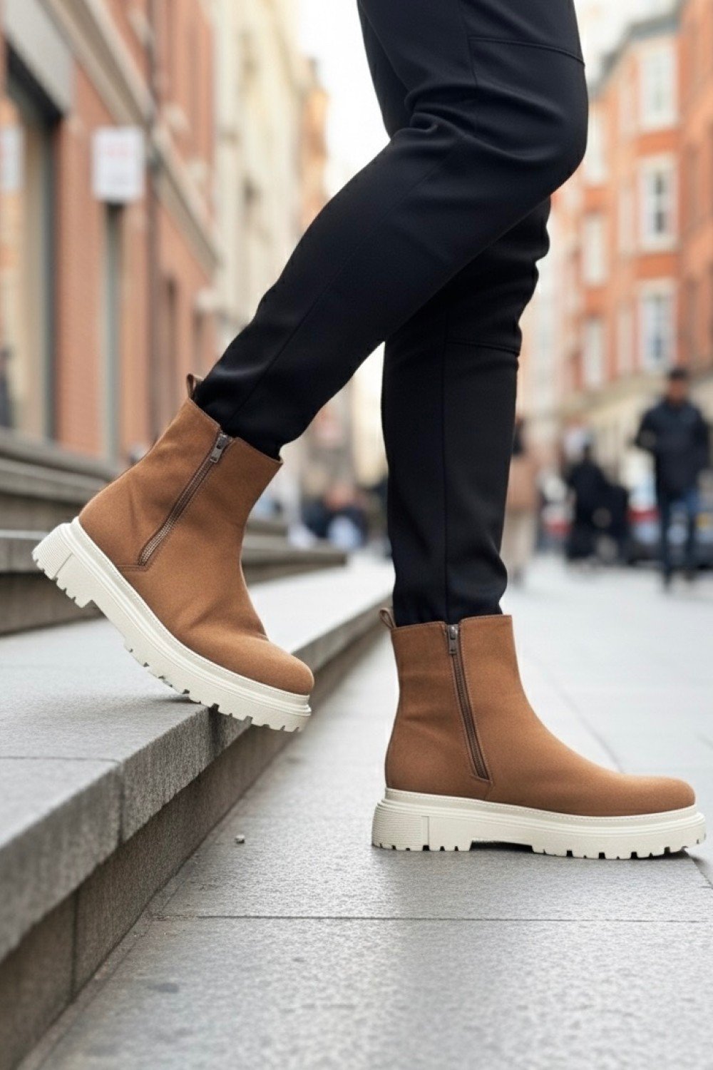 BA0777 Süet Taba Krem Taban Çift Fermuarlı Erkek Yarım Bilek Bot BA0777 Süet Taba Krem Taban Çift Fermuarlı Erkek Yarım Bilek Bot