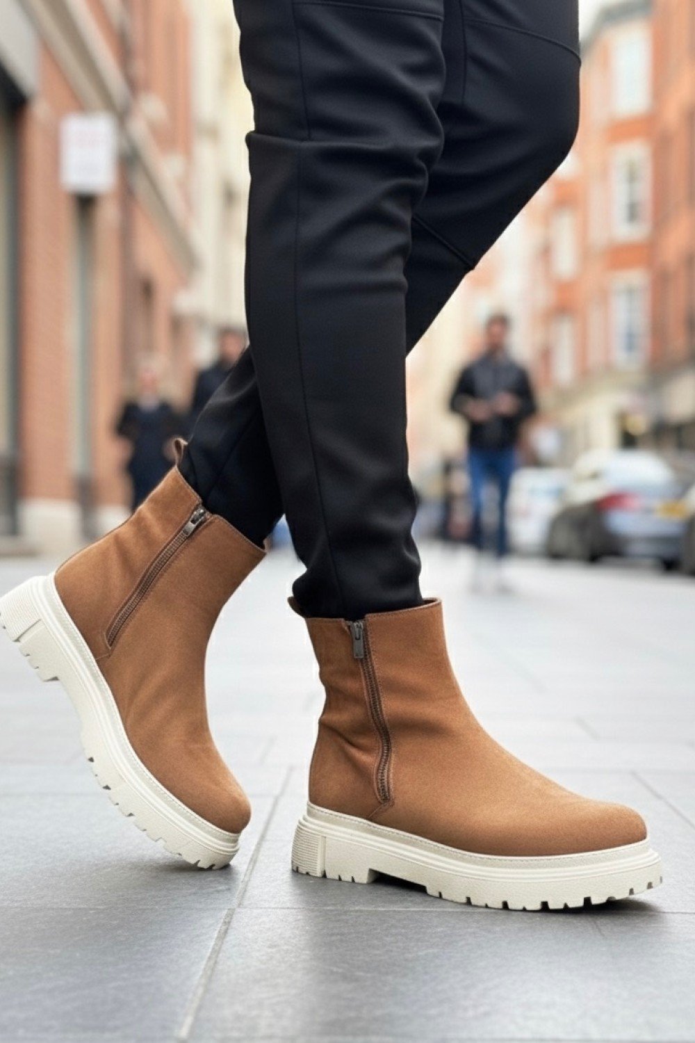 BA0777 Süet Taba Krem Taban Çift Fermuarlı Erkek Yarım Bilek Bot BA0777 Süet Taba Krem Taban Çift Fermuarlı Erkek Yarım Bilek Bot