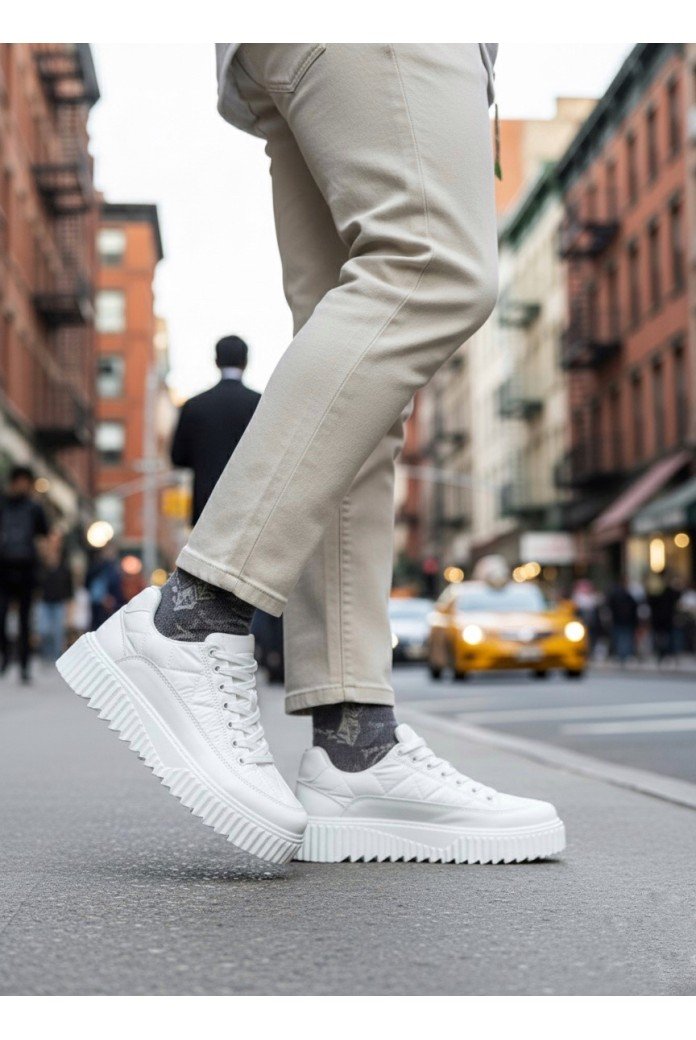 BA0801 BOA Beyaz Yüksek Taban Erkek Spor Ayakkabı
