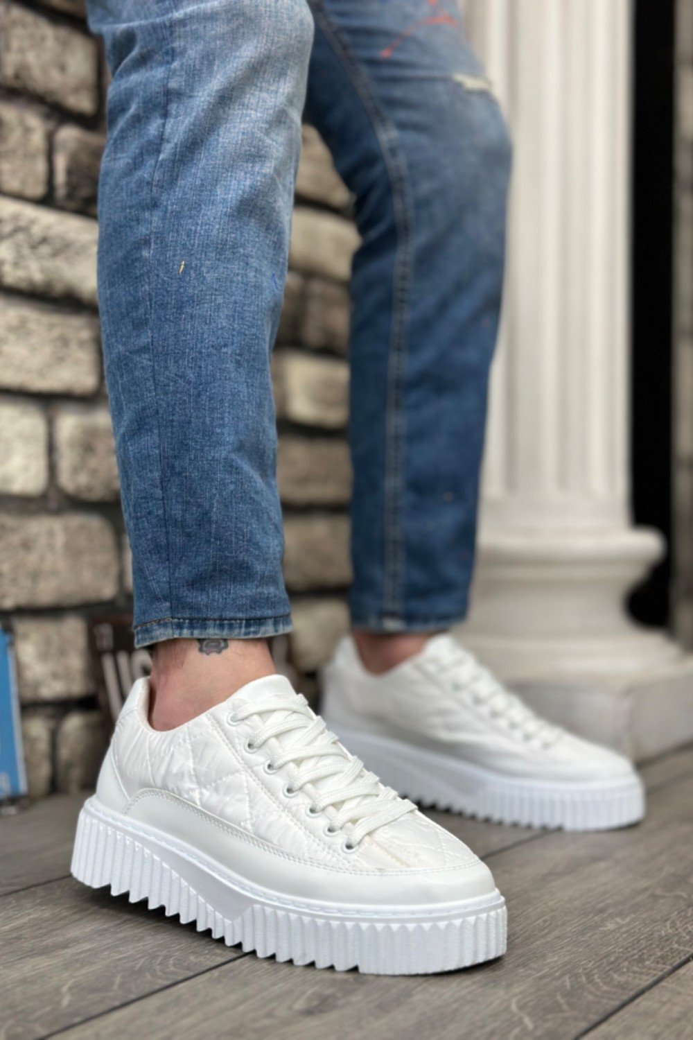 BA0801 BOA Beyaz Yüksek Taban Erkek Spor Ayakkabı BA0801 BOA Beyaz Yüksek Taban Erkek Spor Ayakkabı