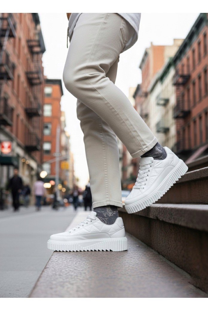 BA0801 BOA Beyaz Yüksek Taban Erkek Spor Ayakkabı