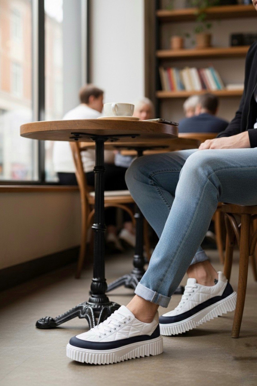 BA0801 BOA Yüksek Taban Beyaz Paraşüt Kumaş Laci Cilt Detaylı Erkek Ayakkabı