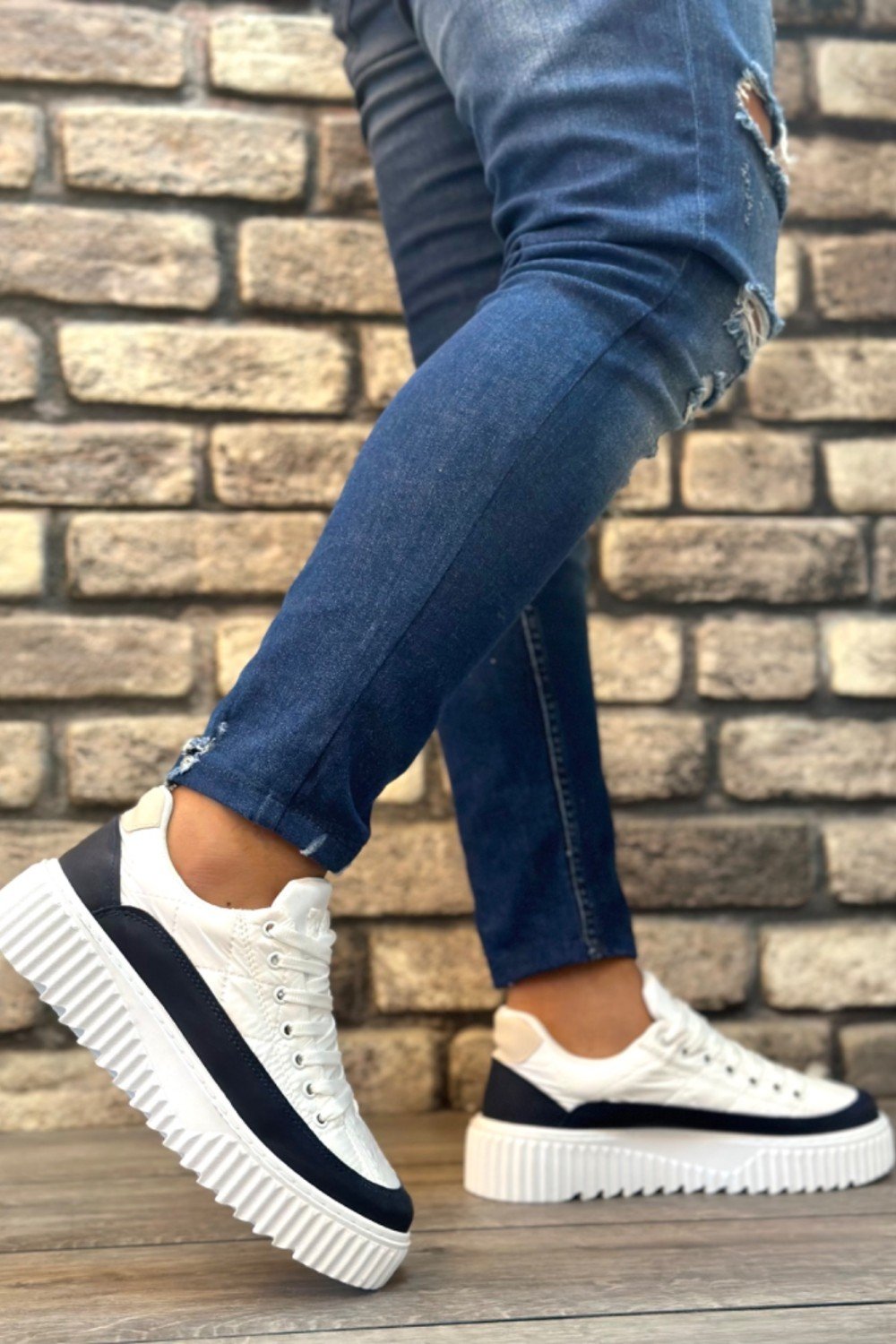 BA0801 BOA Yüksek Taban Beyaz Paraşüt Kumaş Laci Cilt Detaylı Erkek Ayakkabı